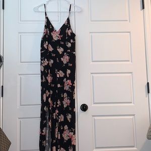Floral slit leg jumpsuit